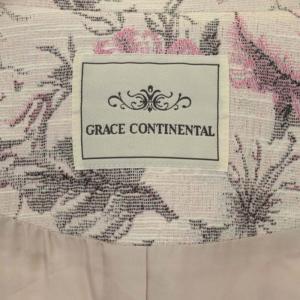 GRACE CONTINENTAL フラワー ジャガードコート ステンカラーコート コットン 36 アイボリー