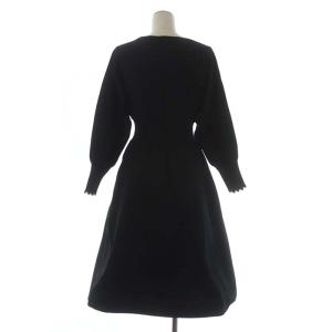 CELFORD 21AW スカラップニットワンピース ボートネック ドルマンスリーブ ミモレ丈 ロング 長袖 36 黒