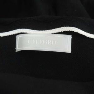 CELFORD 21AW スカラップニットワンピース ボートネック ドルマンスリーブ ミモレ丈 ロング 長袖 36 黒