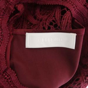 CELFORD リーフレースワンピース 五分袖 ロング セミフレア 36 ボルドー