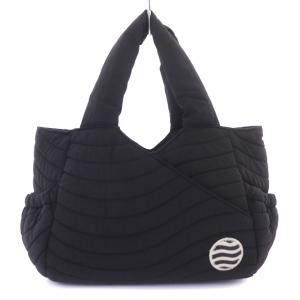 ハンドバッグ active day today キルティング ワッペン 黒 ブラック