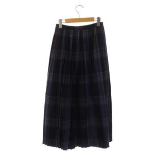AURALEE SUPER LIGHT WOOL CHECK PLEATED SKIRT ロング チェック 1 ブラック