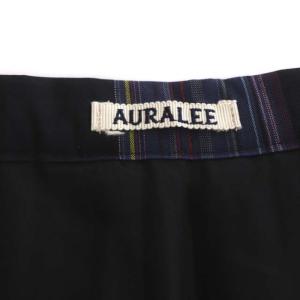 AURALEE SUPER LIGHT WOOL CHECK PLEATED SKIRT ロング チェック 1 ブラック