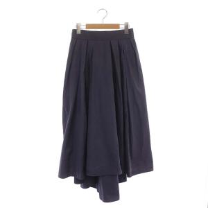 ロングスカート ウォッシュフレア タック 00 紺 ネイビー