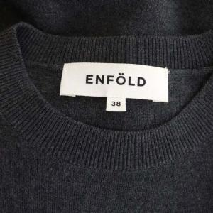 ENFOLD サイドスリットニットワンピース ロング 長袖 クルーネック 38 チャコールグレー
