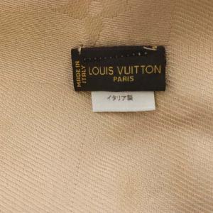 LOUIS VUITTON ストール  モノグラム 大判 ロゴ シルク ウール混 フリンジ ベージュ