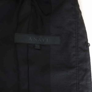 ANAYI ツイードノーカラージャケット 総裏地 ウール混 38 キナリ ブラック ホワイト
