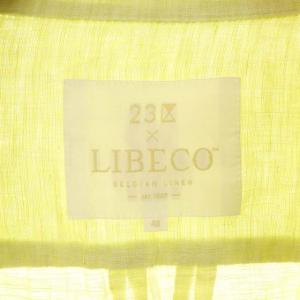 23区 LIBECO リネン 長袖 シャツ ブラウス 前開き 48 イエロー