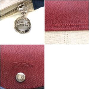 Longchamp ル・プリアージュ トリコロール トートバッグ ハンドバッグ キャンバス ライトグレー