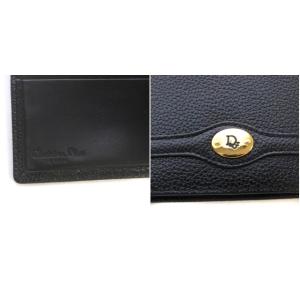 Christian Dior 財布 二つ折り ロゴ レザー ブラック