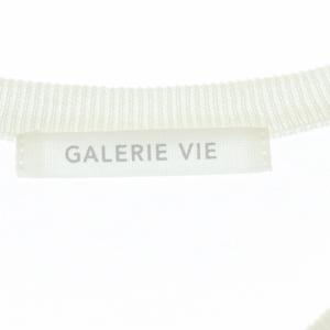 GALERIE VIE 22SS クレープコットンクルーネックカーディガン 長袖 ボーダー シアー S グレー 白 ホワイト