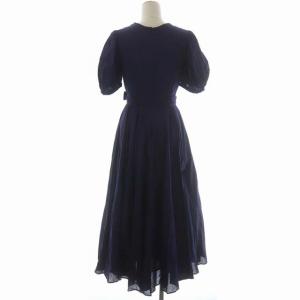 MARIHA カシュクールドレスワンピース ロング パフスリーブ S ネイビー