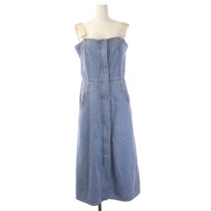 20SS デニムワンピース ロング ミモレ丈 36 水色 ライトブルー