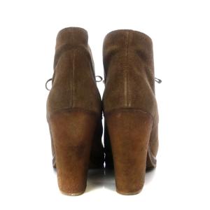 PRADA ブーティ ブーツ ショート チャンキーヒール レースアップ スエード 36.5 ブラウン