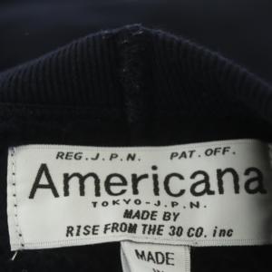 AMERICANA ロゴプリントプルオーバースウェットワンピース ひざ丈 長袖 裏起毛 ネイビー
