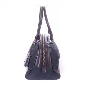 PRADA TESSUTO BOX ナイロン×レザーハンドバッグ パープル ネイビー