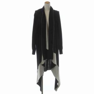 バイカラーロングニットカーディガン 3 黒