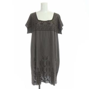 イッセイミヤケ A-POC 馬 フラワー ジャガード ワンピース ミニ フレンチスリーブ 3 ダークブラウン