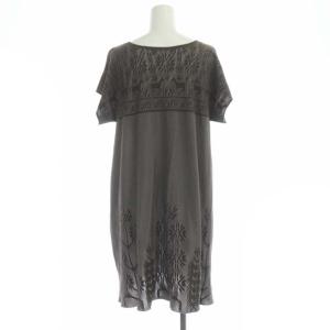 PLEATS PLEASE ISSEY MIYAKE イッセイミヤケ A-POC 馬 フラワー ジャガード ワンピース ミニ フレンチスリーブ 3 ダークブラウン