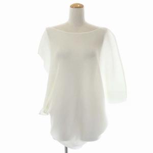 イッセイミヤケ プリーツ 変形 ブラウス プルオーバー フレンチスリーブ 七分袖 03 白