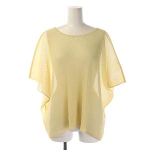 イッセイミヤケ プリーツカットワーク ブラウス トップス シャツ 五分袖 プルオーバー 3 イエローベージュ