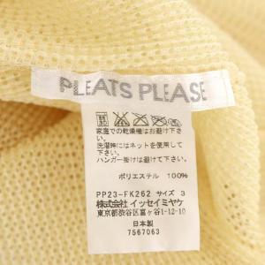 PLEATS PLEASE ISSEY MIYAKE イッセイミヤケ プリーツカットワーク ブラウス トップス シャツ 五分袖 プルオーバー 3 イエローベージュ