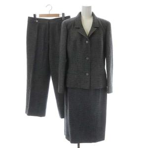 FASHION セットアップ スーツ 上下 総柄 テーラードジャケット 3B 総裏地 パンツ スカート ロング 40 73-97