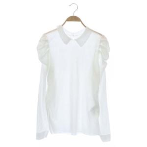 22SS ニット カットソー 衿付き シアー 長袖 38 ホワイト