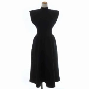 22SS コルセットデザインニットワンピース ロング ノースリーブ 38 ブラック