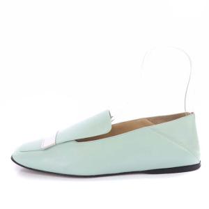 Sergio Rossi アイレット ローファー スクエアトゥ 24.0m ライトブルー