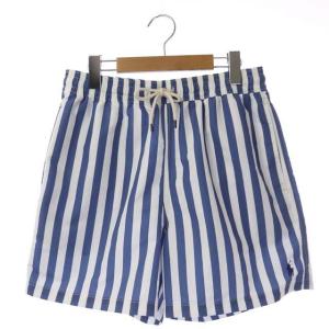 スイムウェア ストライプハーフパンツ ショートパンツ イージー M 青 白 ブルー ホワイト