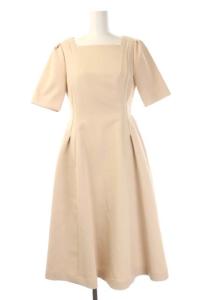 19AW トリプルクロスワンピース ロング 半袖 34 ピンクベージュ