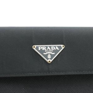 PRADA 財布 三つ折り サテン生地 レザー ブラック OH