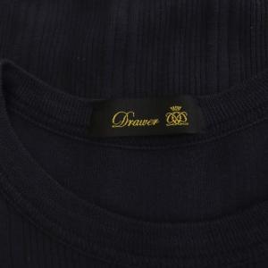 Drawer コットン ハリヌキ ショートスリーブ トップス カットソー クルーネック 半袖 濃紺 ダークネイビー