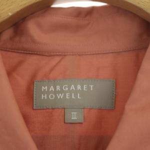 MARGARET HOWELL コットンシャツ 長袖 胸ポケット 3 ピンクブラウン