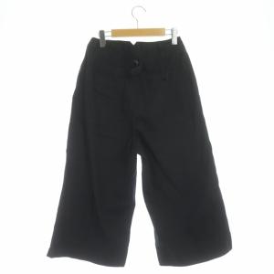 MHL. 21SS COTTON HEMP DRILL ワイドパンツ クロップド ボタンフライ 2 ブラック