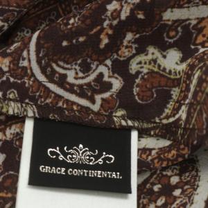 GRACE CONTINENTAL 20AW シャーリングネックプリントワンピース ひざ丈 半袖 36 茶 ブラウン