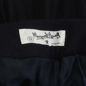 MARGARET HOWELL ウール プリーツロングスカート マキシ丈 2 ダークネイビー