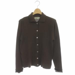 ウール ボタンニット シャツ カーディガン 長袖 2 ブラウン