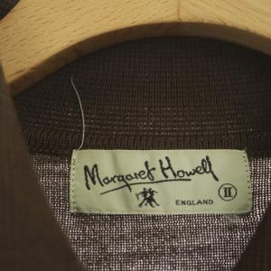 MARGARET HOWELL ウール ボタンニット シャツ カーディガン 長袖 2 ブラウン