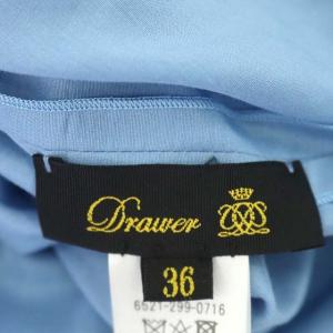 Drawer ギャザーノースリーブブラウス クルーネック バックリボン シルク混 36 ライトブルー