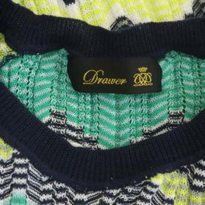 Drawer 20SS 18ゲージ マルチボーダークルーネックニット カットソー 半袖 グリーン ネイビー イエロー