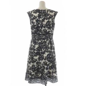 TOCCA POWERFUL BLOOMS ドレス ワンピース ノースリーブ ミモレ丈 フレア 花柄 6 アイボリー ブラック