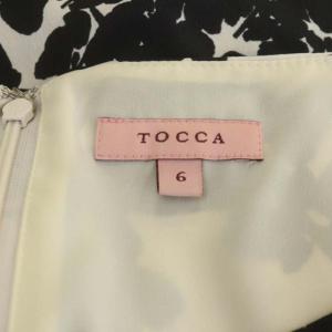 TOCCA POWERFUL BLOOMS ドレス ワンピース ノースリーブ ミモレ丈 フレア 花柄 6 アイボリー ブラック