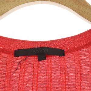 ANAYI ニット カーディガン 長袖 ロング スリット ノーボタン 38 レッド