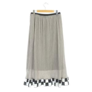 ADORE 21SS シアーランダムニットスカート ロング フレア プリーツ ブロックチェック 38 グレー 黒 ブラック 白 ホワイト