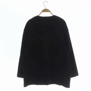 UNITED ARROWS スムース Vネック ショートコート ノーカラー ウール ブラック