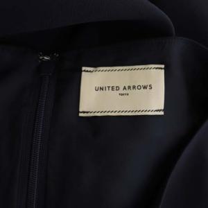UNITED ARROWS トリアセテート 5分袖 ワンピース ひざ丈 38 ネイビー