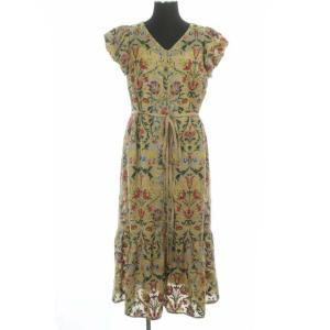 22SS マルチオーナメント刺繍ワンピース 花柄 38 ベージュ