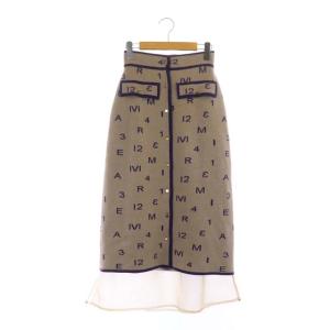 Ameri VINTAGE AMERI PASS CODE RETRO KNIT SKIRT ロング 総柄 ベージュ パープル